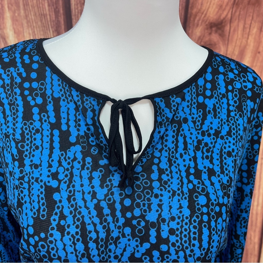 2 I.E. relaxed blue purple black long sleeve lightweight nylon women’s blouse M - Picture 4 of 17